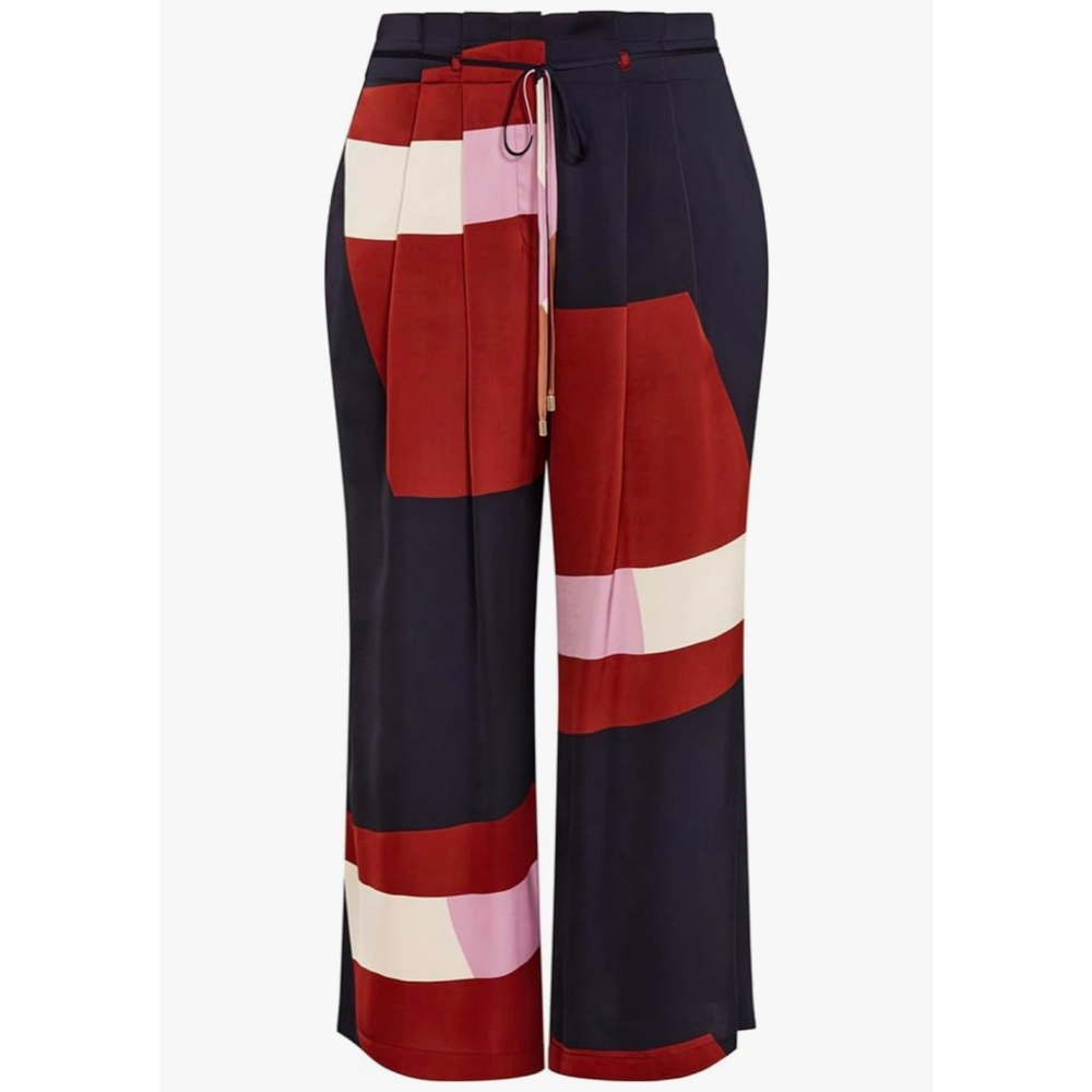 NWT City Chic Wide Leg Pleated High Rise Azalea Print Pants Size 16